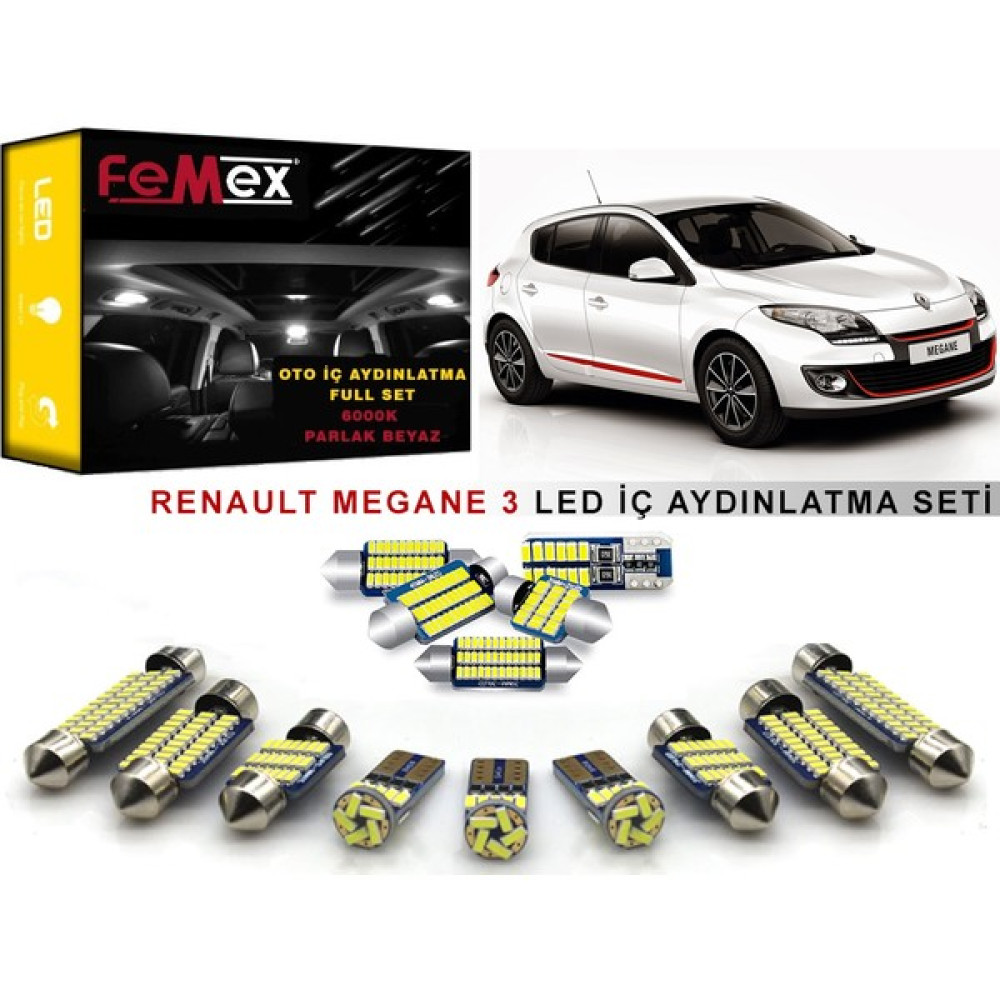 Femex Renault Megane 3 LED Iç Aydınlatma Ampul Seti Femex Parlak Beyaz Motorsiklet Lambaları Fiyatı