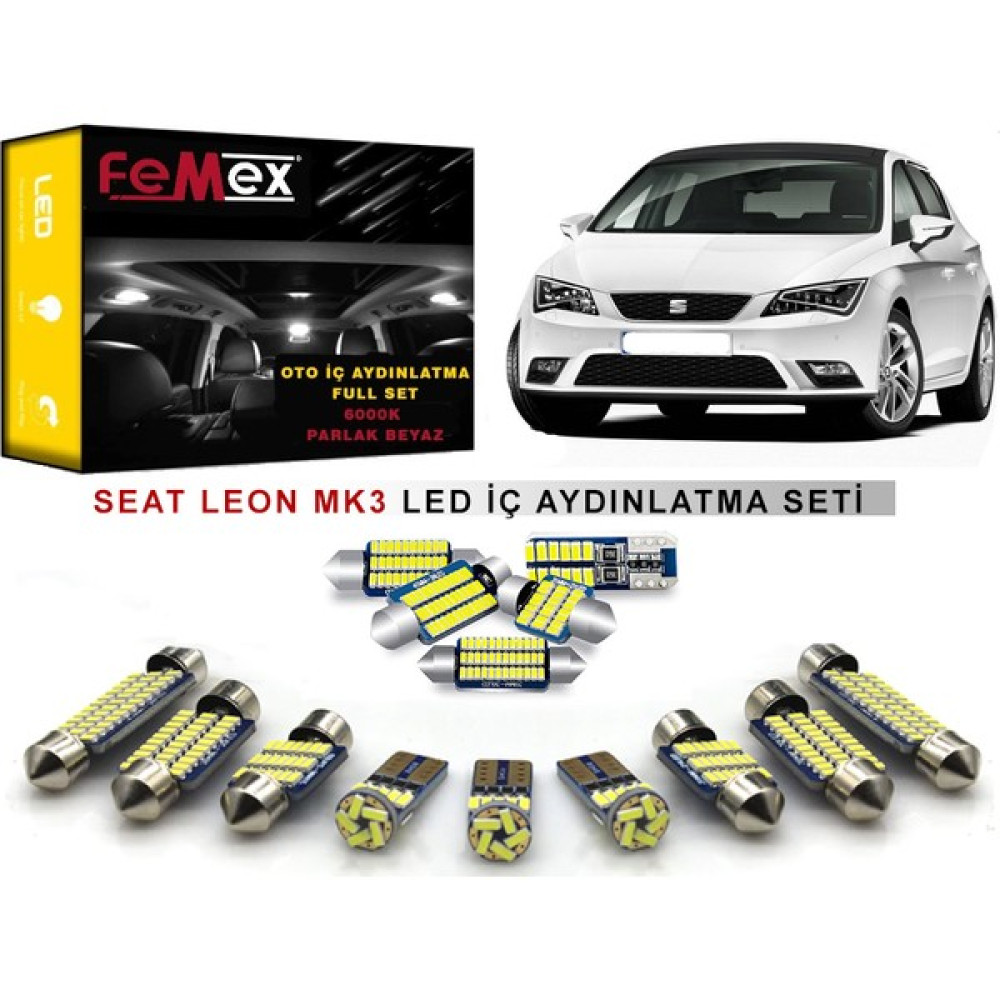 Femex Seat Leon Mk3 LED Iç Aydınlatma Ampul Seti Femex Parlak Beyaz Motorsiklet Lambaları Fiyatı