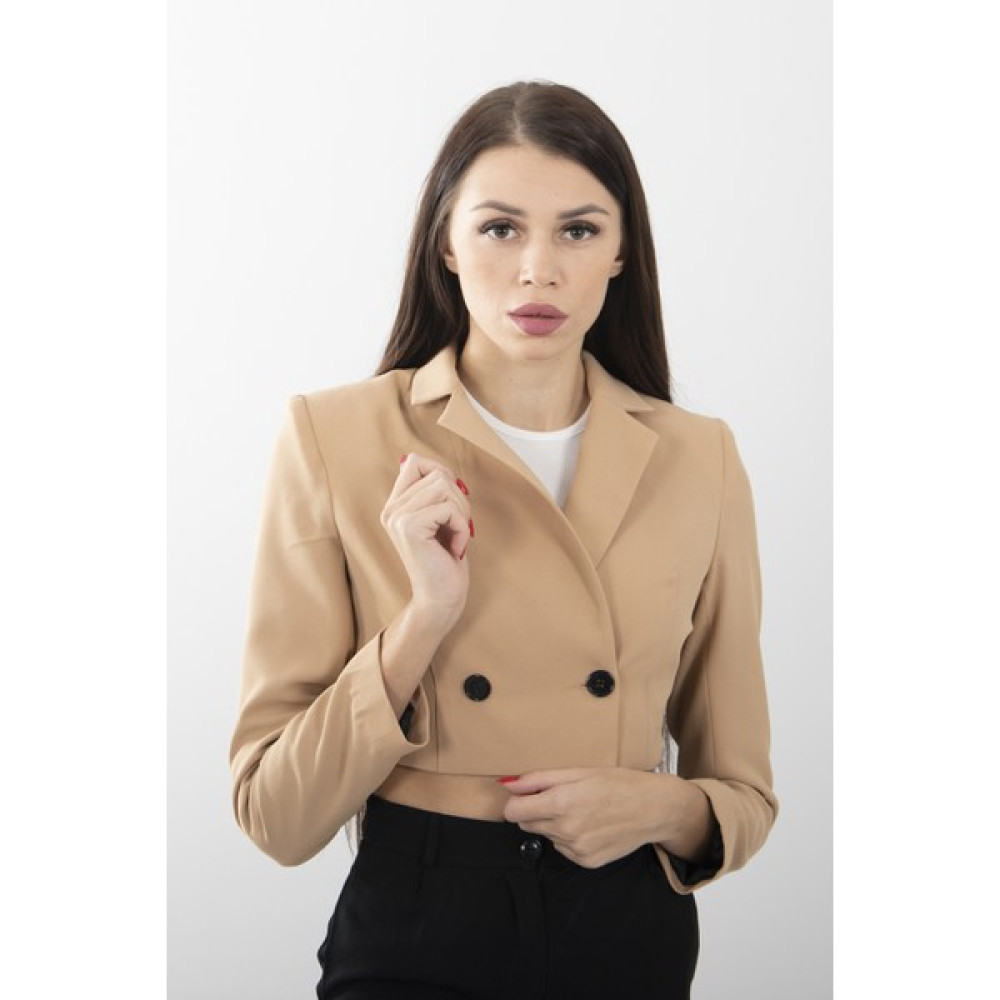 Feminist Camel Astarlı Crop Blazer Ceket 0105118.09 Bayan Ceket Fiyatı