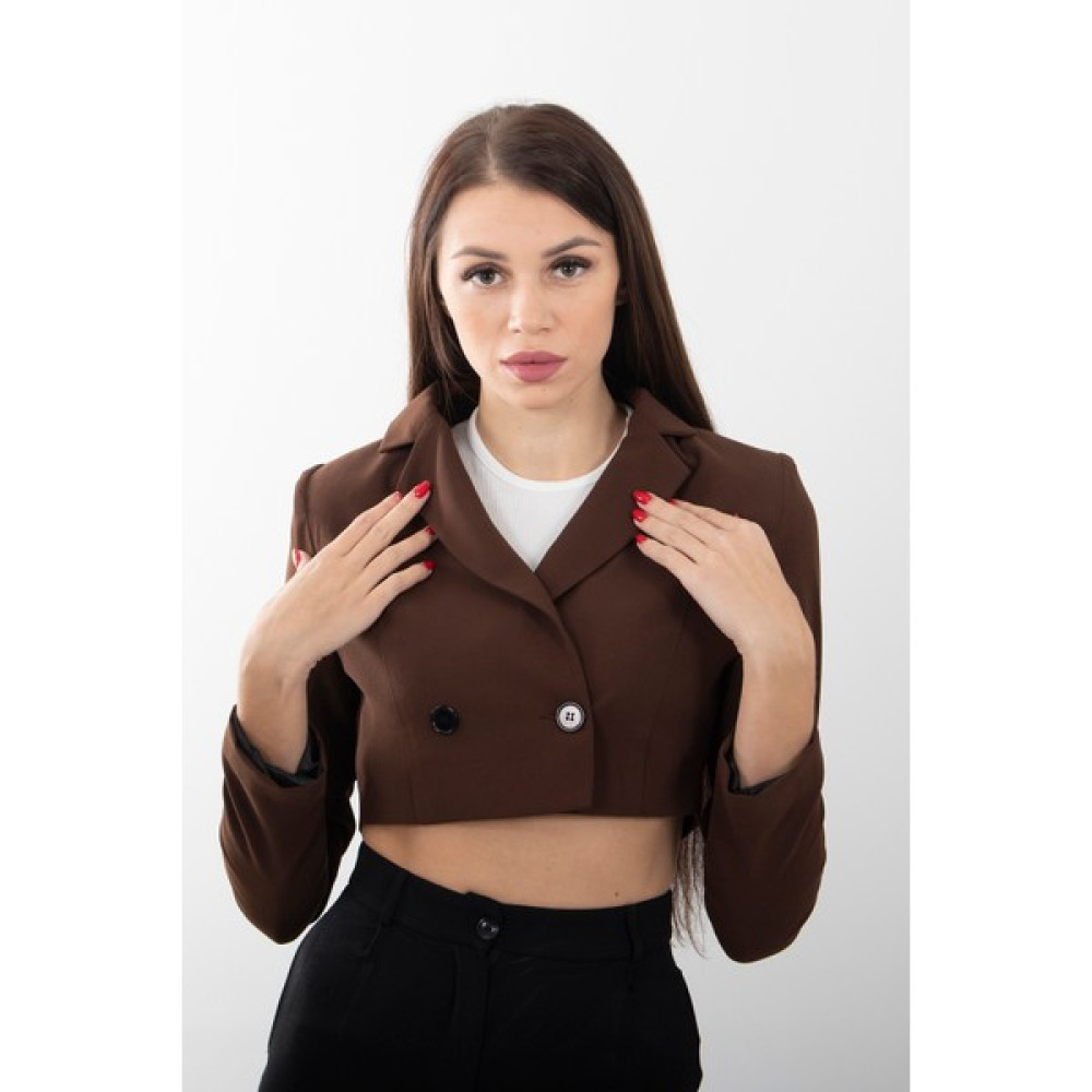 Feminist Kahve Astarlı Crop Blazer Ceket 0105118.05 Bayan Ceket Fiyatı