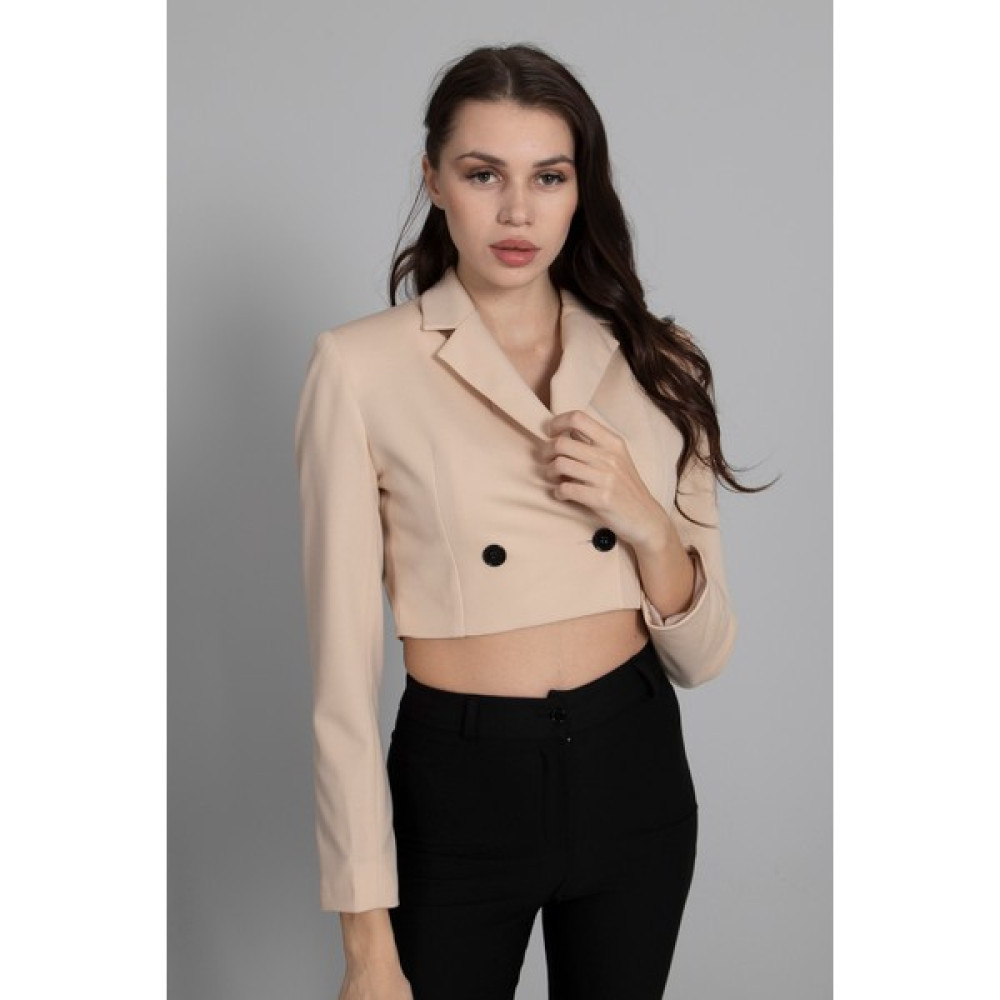Feminist Krem Astarlı Crop Blazer Ceket 0105118.19 Bayan Ceket Fiyatı