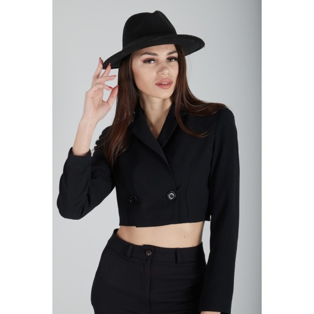 Feminist Siyah Astarlı Crop Blazer Ceket 0105118.01 Bayan Ceket Fiyatı