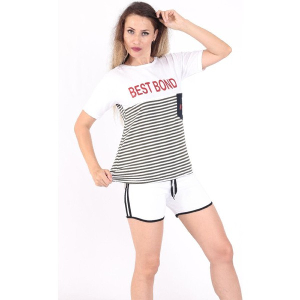 Femoods Tshirt-Şort Takım - Beyaz Elbise Fiyatı
