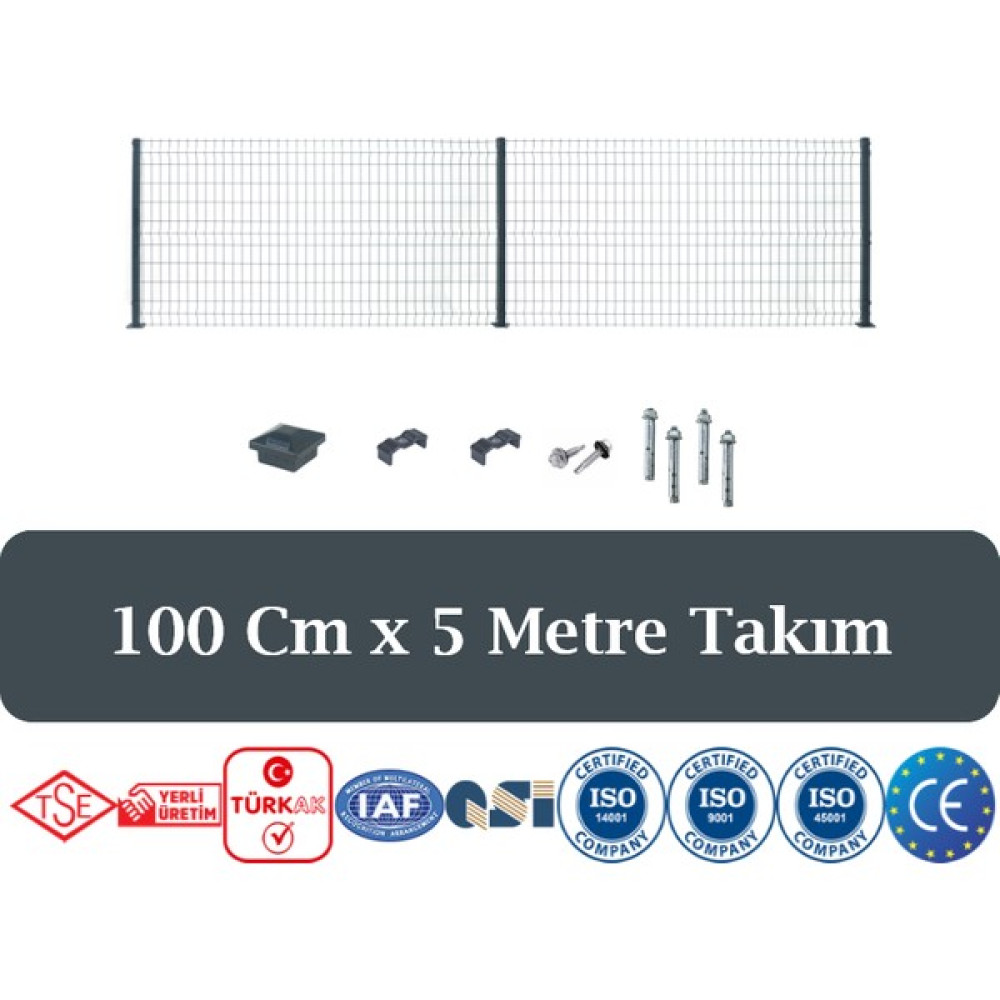Fence Company 100 cm x 5 Metre Panel Çit Takım | Antrasit ( Aksesuarlar Dahil ) Bahçe Çiti Fiyatı