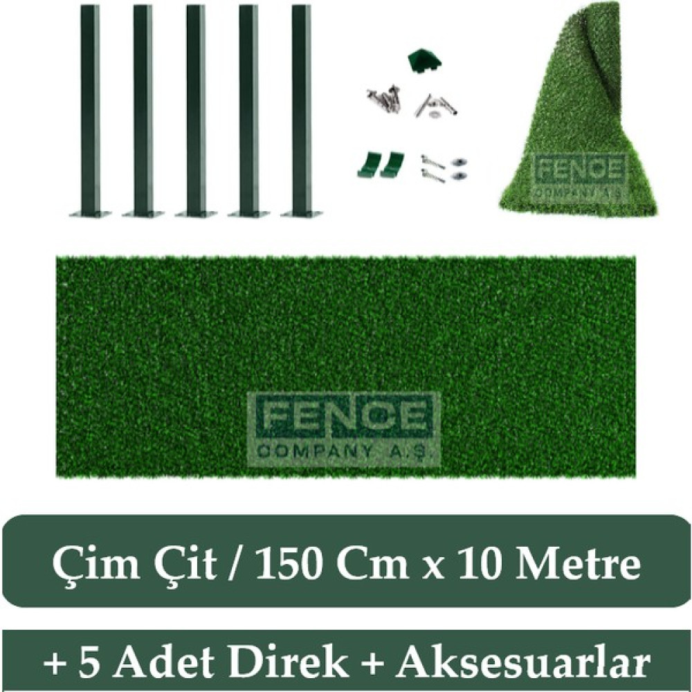 Fence Company 150 cm x 10 Metre Çim Çit + 5 Adet Direk 150 cm + Montaj Aksesuarları Bahçe Çiti Fiyatı