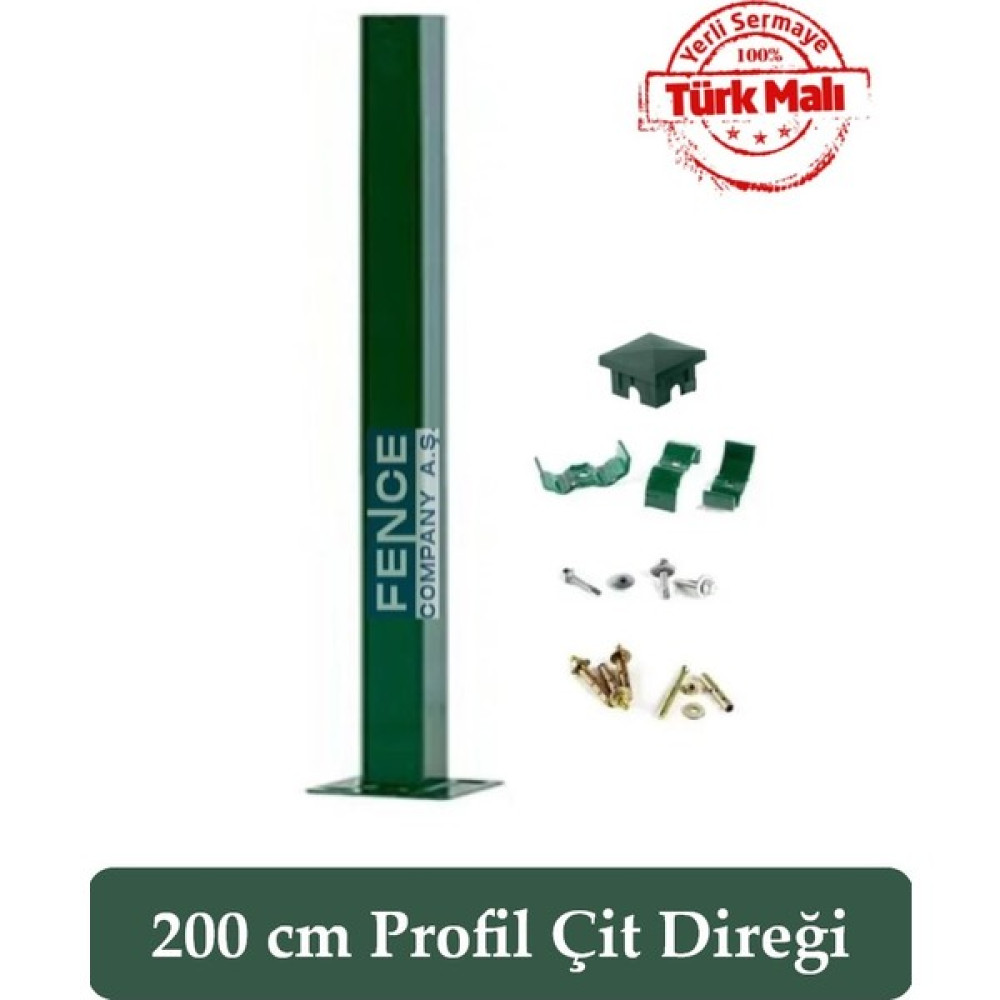 Fence Company 200 cm Panel Çit Direği / 4 Çelik Dübel+Klips+Vida+Kapak Bahçe Çiti Fiyatı