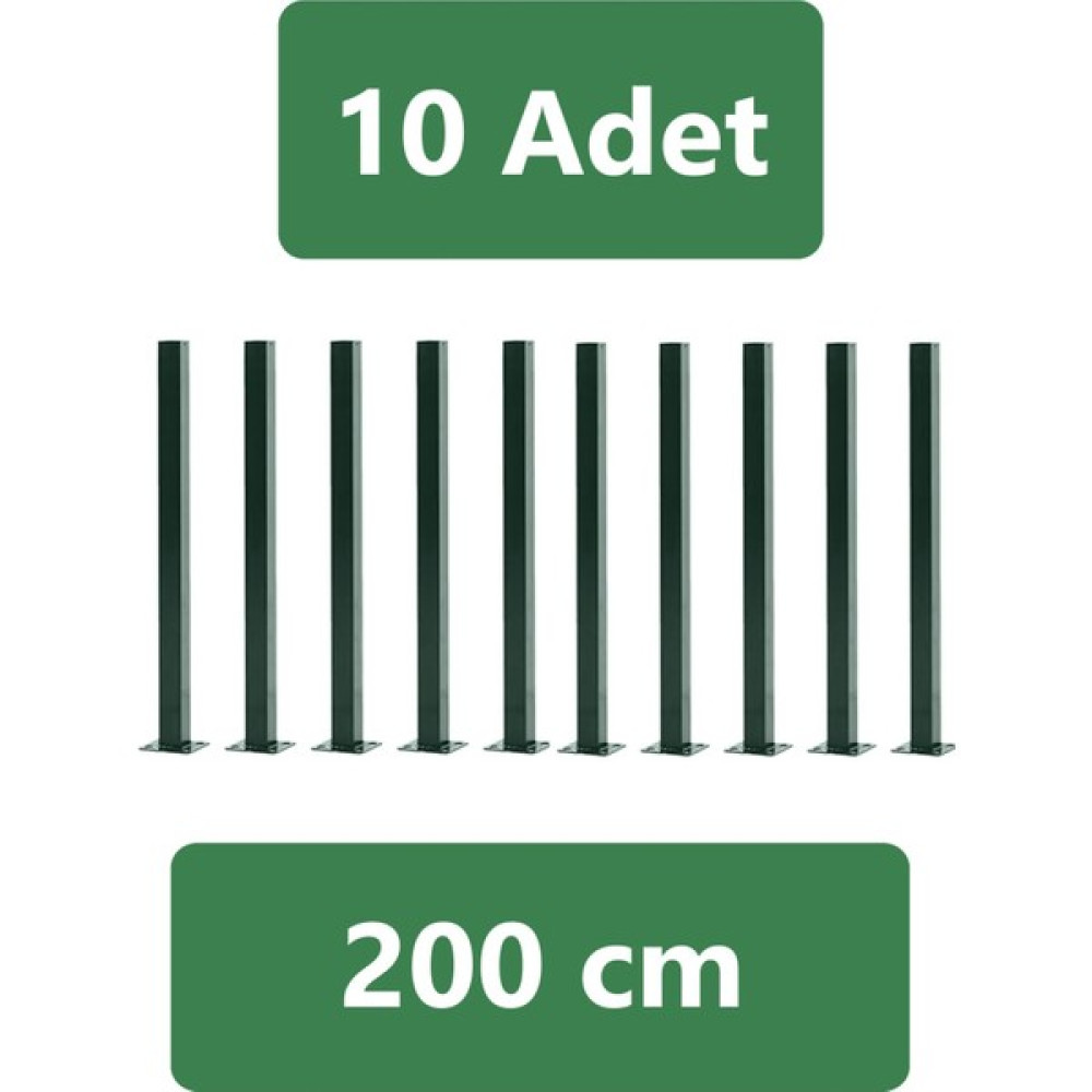 Fence Company 200 cm Panel Çit Direği Yeşil ( 10 Adet ) Aksesuarlar Dahil Set Bahçe Çiti Fiyatı