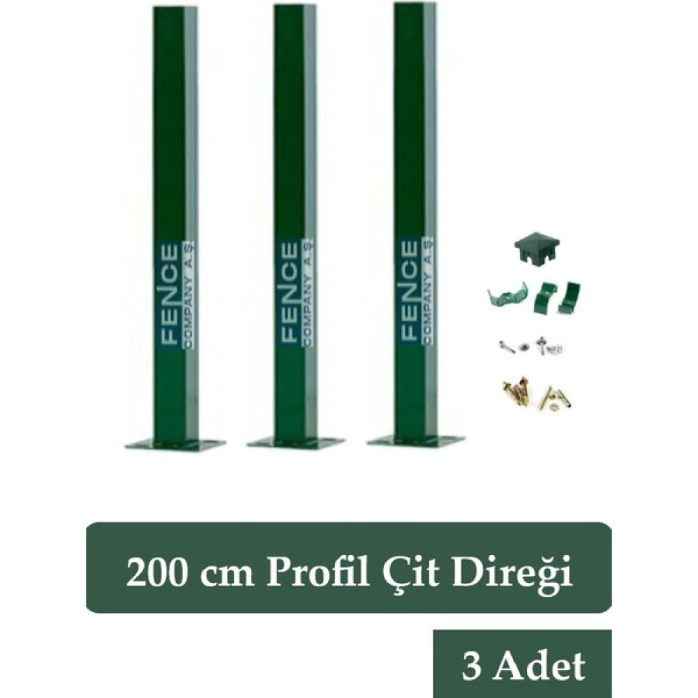 Fence Company 200 cm Panel Çit Direği Yeşil ( 3 Adet ) Aksesuarlar Dahil Set Bahçe Çiti Fiyatı