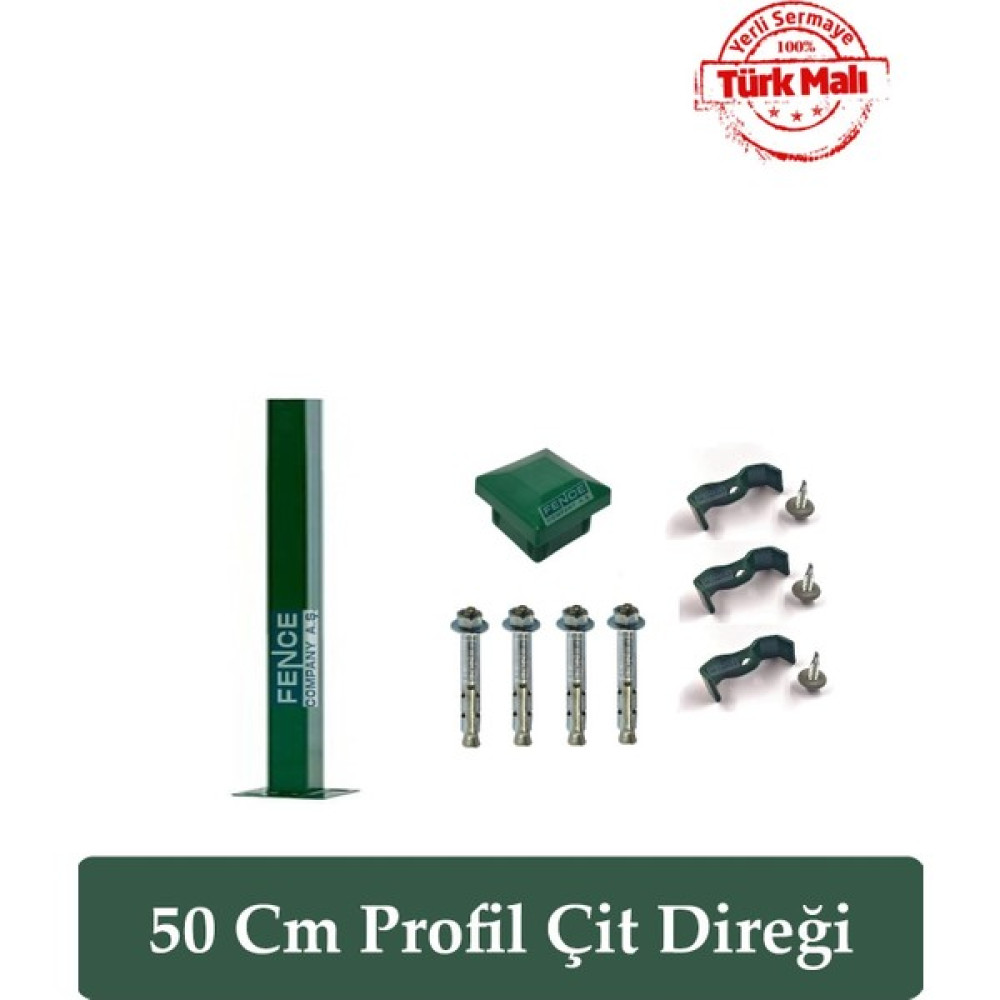 Fence Company 50 cm Panel Çit Direği / 4 Çelik Dübel+Klips+Vida+Kapak Bahçe Çiti Fiyatı