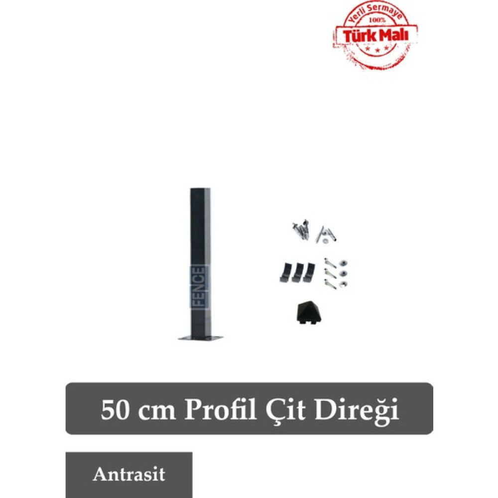 Fence Company 50 cm Panel Çit Direği Antrasit + 4 Çelik Dübel+Klips+Vida+Kapak Bahçe Çiti Fiyatı