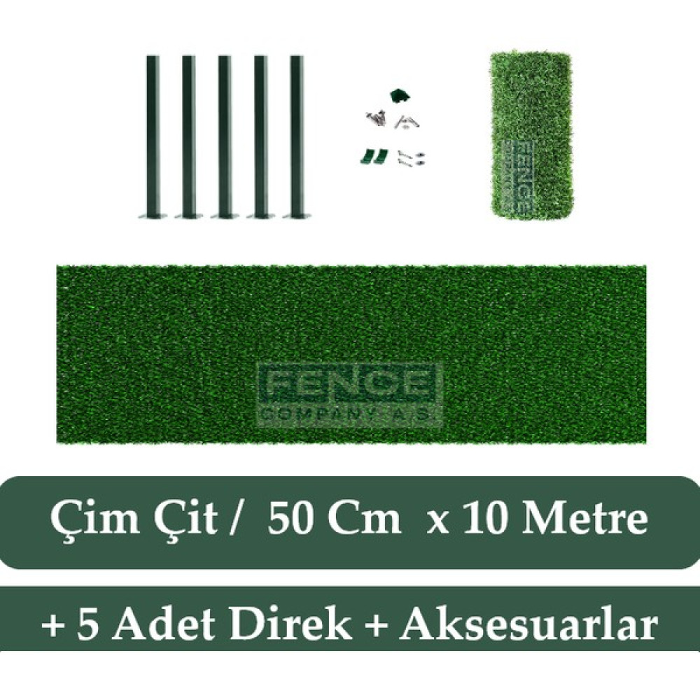 Fence Company 50 cm x 10 Metre Çim Çit + 5 Direk + Montaj Aksesuarları Bahçe Çiti Fiyatı