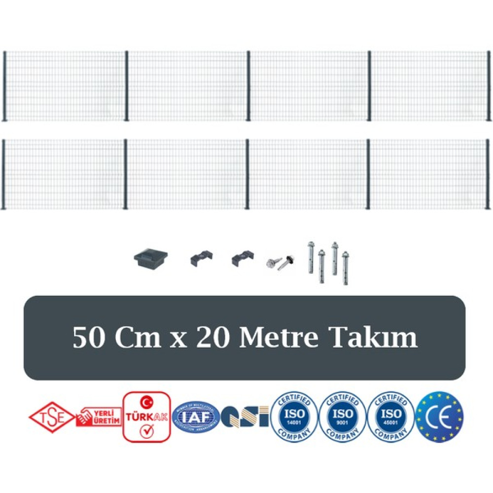 Fence Company 50 cm x 20 Metre Panel Çit Takım Antrasit ( Aksesuarlar Dahil ) Bahçe Çiti Fiyatı