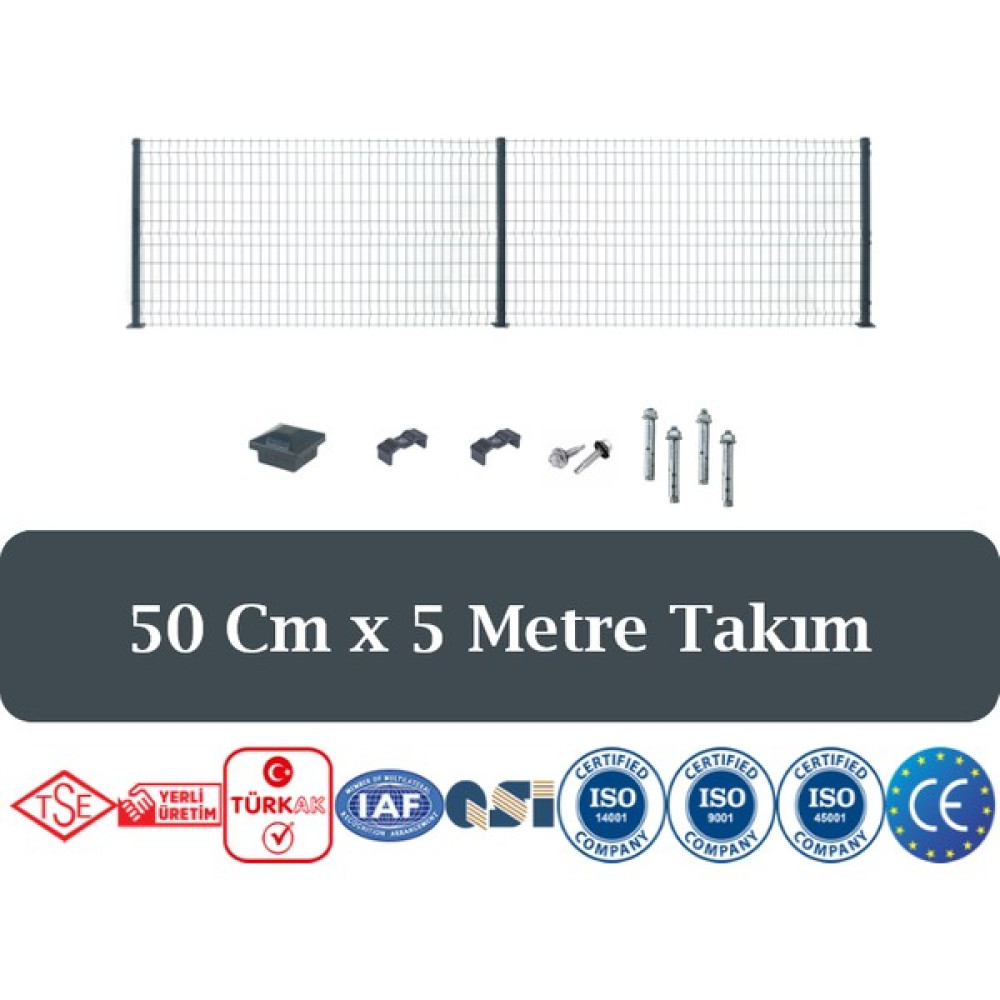 Fence Company 50 cm x 5 Metre Panel Çit Takım | Antrasit (Aksesuarlar Dahil) Bahçe Çiti Fiyatı