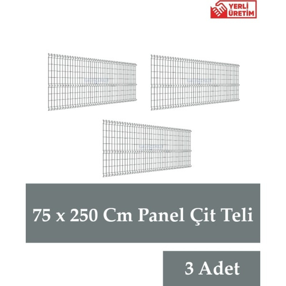 Fence Company Antrasit Panel Çit Teli 3 Adet ( 75 cm x 250 cm ) Bahçe Çiti Fiyatı