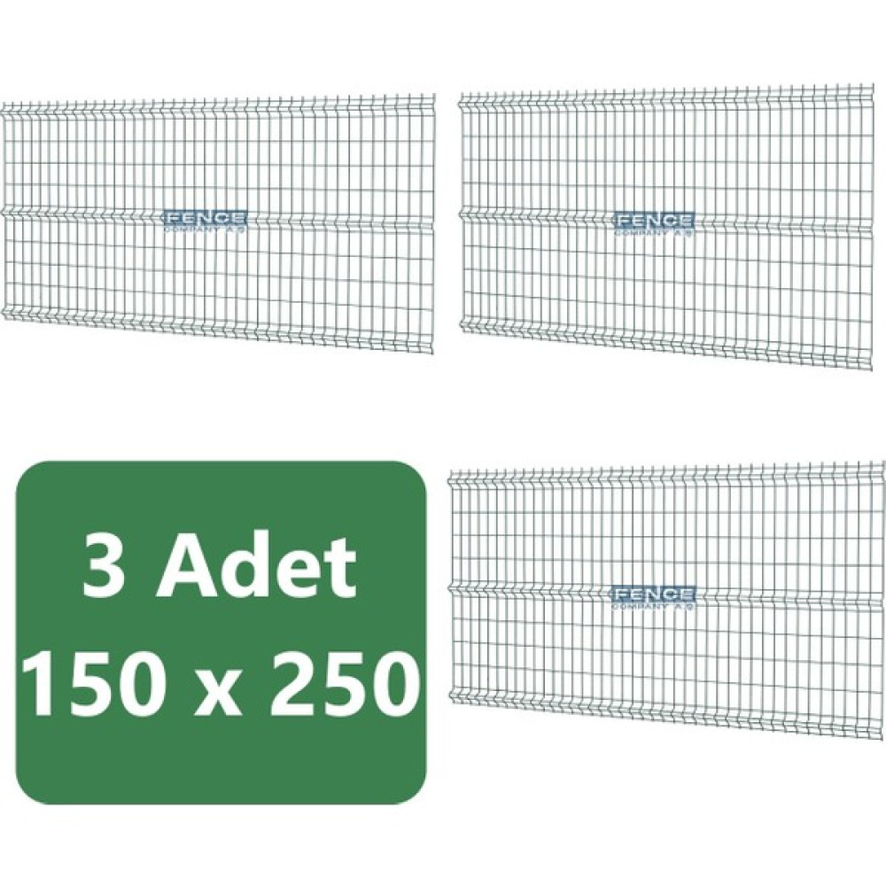 Fence Company Yeşil Panel Çit Teli 3 Adet ( 150 cm x 250 cm ) Bahçe Çiti Fiyatı
