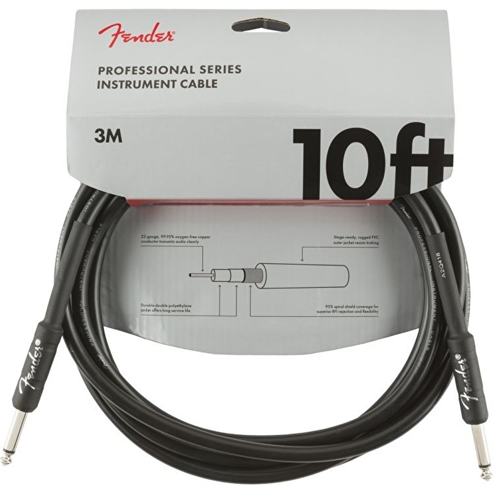 Fender 0990820024 Professional Serisi 3 Metre Enstrüman ve Gitar Kablosu (Siyah) | Düz/düz Uçlu Konnektör, %95 Bakır Örgü Ekranlama ve Esnek Yapı Diğer Fiyatı