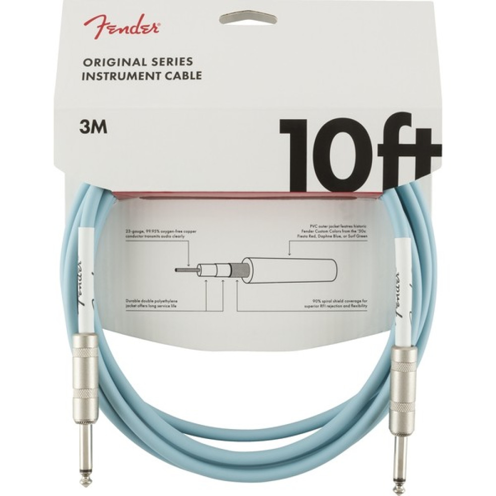 Fender Original Series Instrument Cables 3 Metre - Daphne Blue Enstrüman Kablosu Stüdyo ve Sahne Ekipmanları Fiyatı