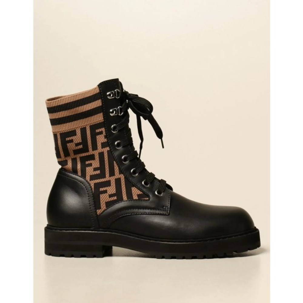 Fendi Ankle Boot In Leather And Mesh With Ff Logo Erkek Botları Fiyatı