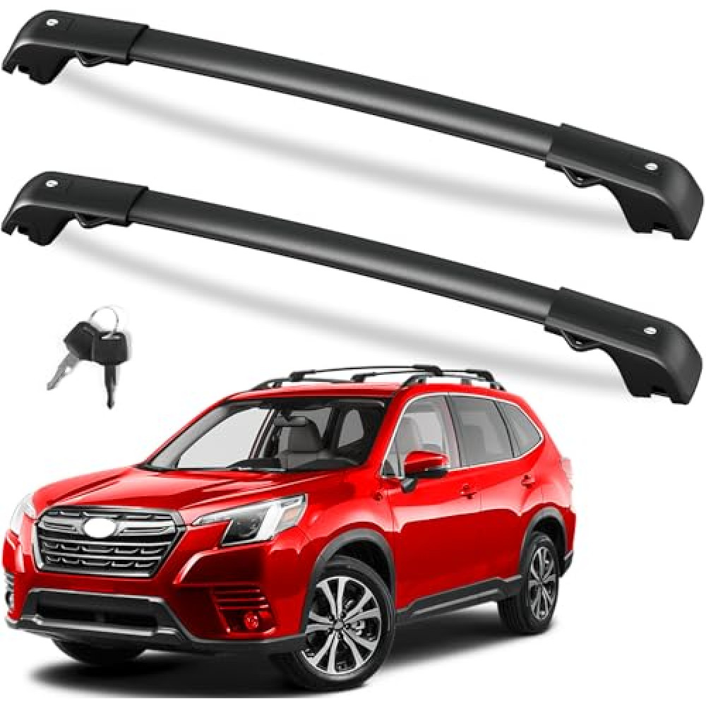 FengYu Roof Rack Cross Bars 220lb Compatible with Subaru Forester 2014-2025 (not for Wilderness), Heavy Duty Lockable Aluminum Roof Rails Crossbars Cargo Bars Canoe Rooftop Black Carrier Luggage
