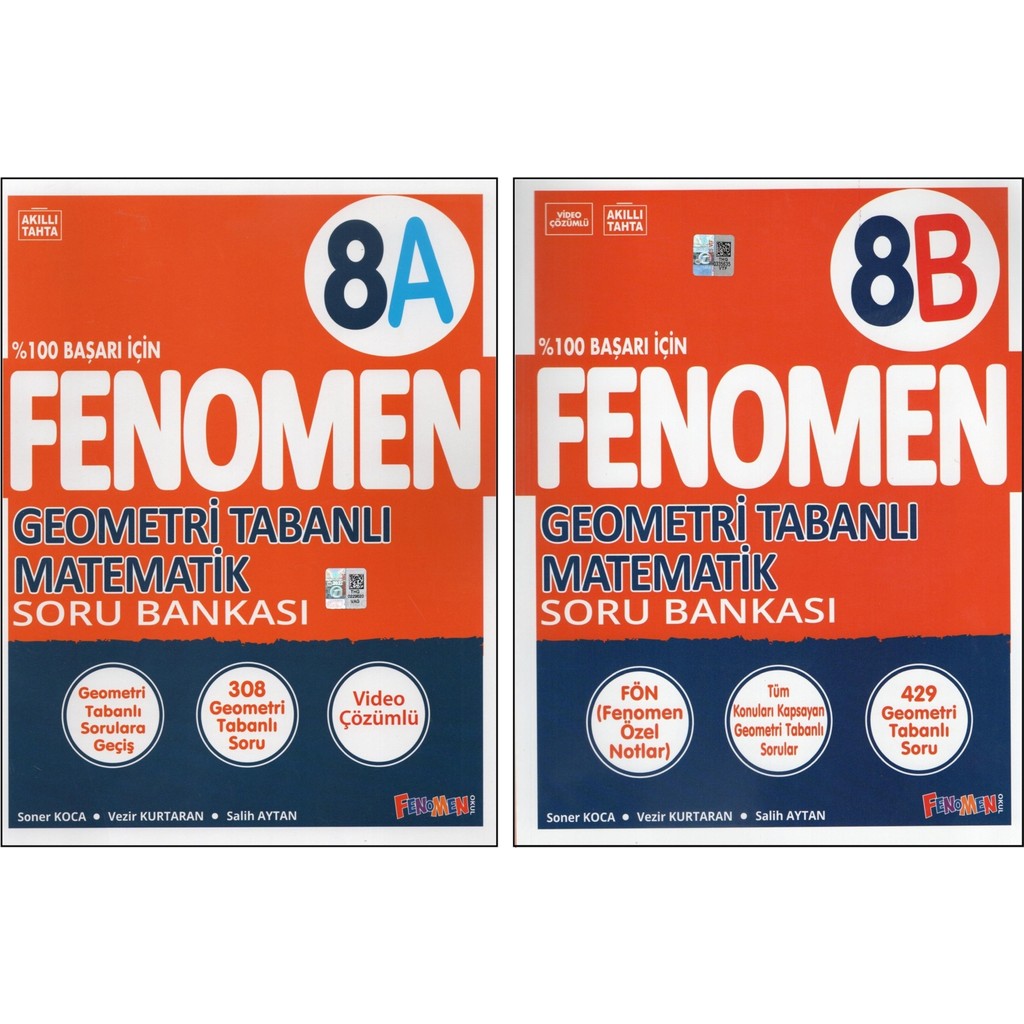 Fenoemen 8.sınıf Geometri Tabanlı 8A Soru Bankası+Geometri Tabanlı 8b Soru Bankası (2 Kitap) Eğitim Setleri Fiyatı