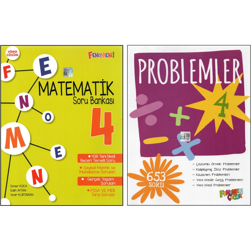 Fenomen Çocuk 4. Sınıf Matematik Soru Bankası+Problemler (2 Kitap) Kaynak Kitapları Fiyatı