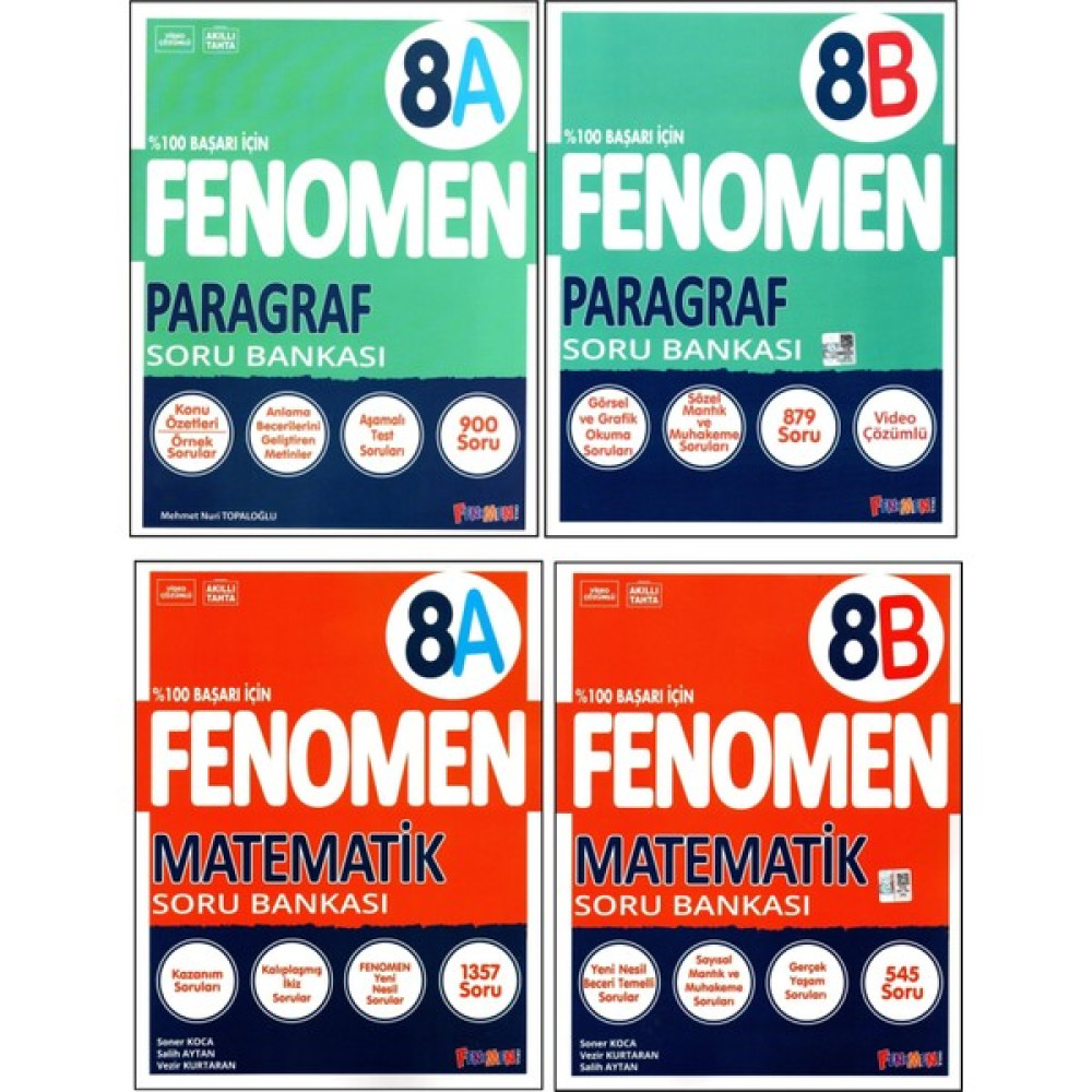 Fenomen Fenomen 8. Sınıf LGS Matematik ve Paragraf (A) + (B) Soru Bankası Matematik Fiyatı