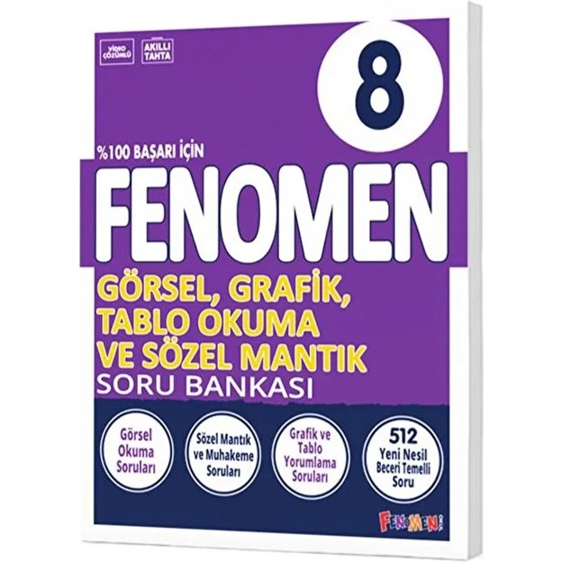 Fenomen Okul Fenomen Yayıncılık FENOMEN YAYINLARI 8.Sınıf Görsel, Grafik, Tablo Okuma ve Sözel Mantık Soru Bankası Kanvas Tablo Fiyatı