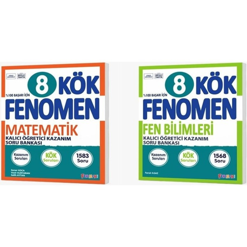 Fenomen Okul Yayınları 2024 8. Sınıf Matematik - Fen Bilimleri Kök Soru Bankası Seti 2 Kitap Ders Sınav Kitapları Fiyatı