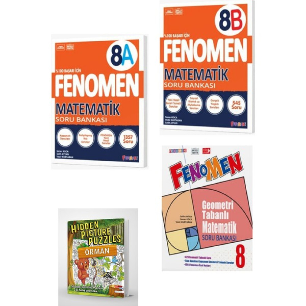 Fenomen Okul Yayınları 2024 Fenomen Matematik 8A & 8b - Geometri Soru Bankası 3 Kitap Ders Sınav Kitapları Fiyatı