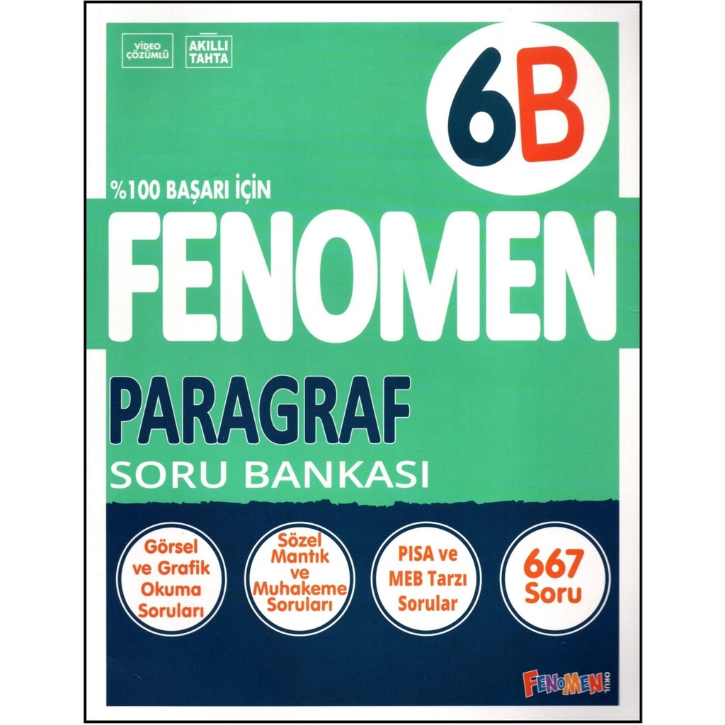 Fenomen Yayıncılık 6. Sınıf Paragraf Soru Bankası (B) Başarı İçin 667 Soru İçerir Türkçe Fiyatı