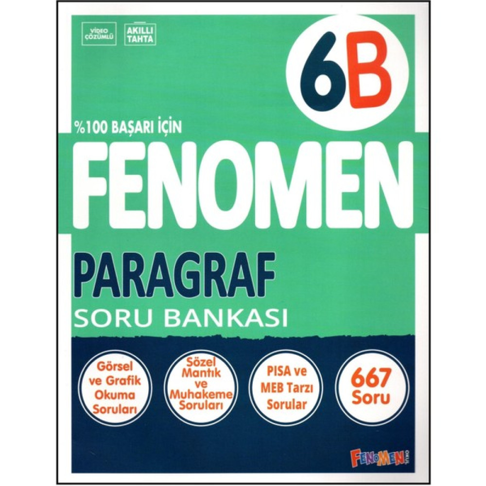 Fenomen Yayıncılık Fenomen 6. Sınıf Paragraf Soru Bankası (B) Türkçe Fiyatı