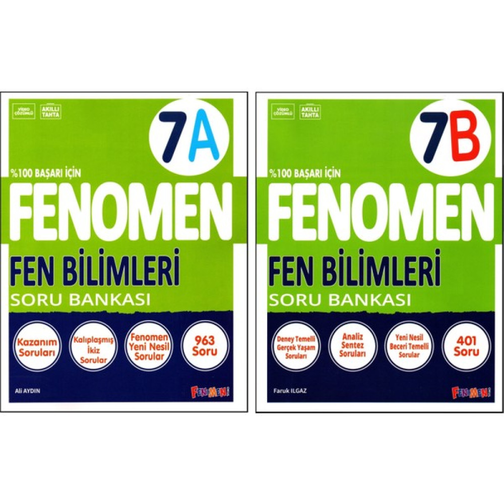 Fenomen Yayıncılık Fenomen 7. Sınıf Fen Bilimleri Soru Bankası (A)+(B) Kitabı 2 Kitap Fen - Bilişim ve Teknoloji Fiyatı