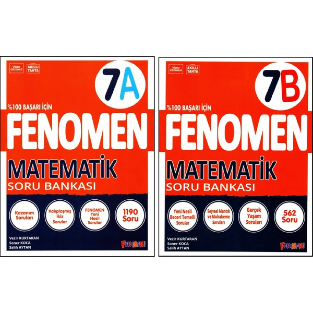 Fenomen Yayıncılık Fenomen 7. Sınıf Matematik Soru Bankası (A)+(B) Kitabı 2 Kitap Matematik Fiyatı