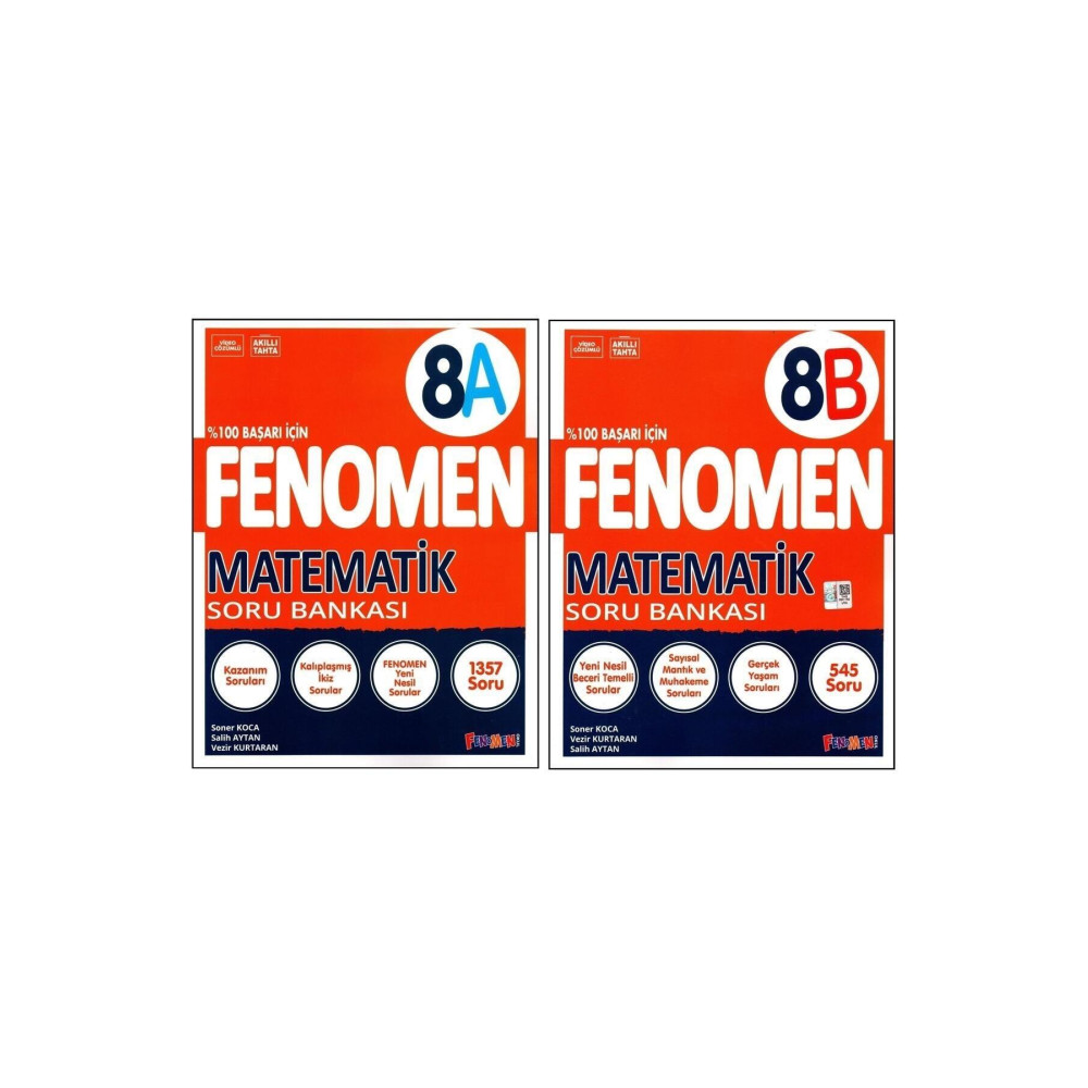 Fenomen Yayıncılık Fenomen 8. Sınıf LGS Matematik Soru Bankası (A)+(B) Kitabı 2 Kitap Yardımcı Kitaplar Fiyatı