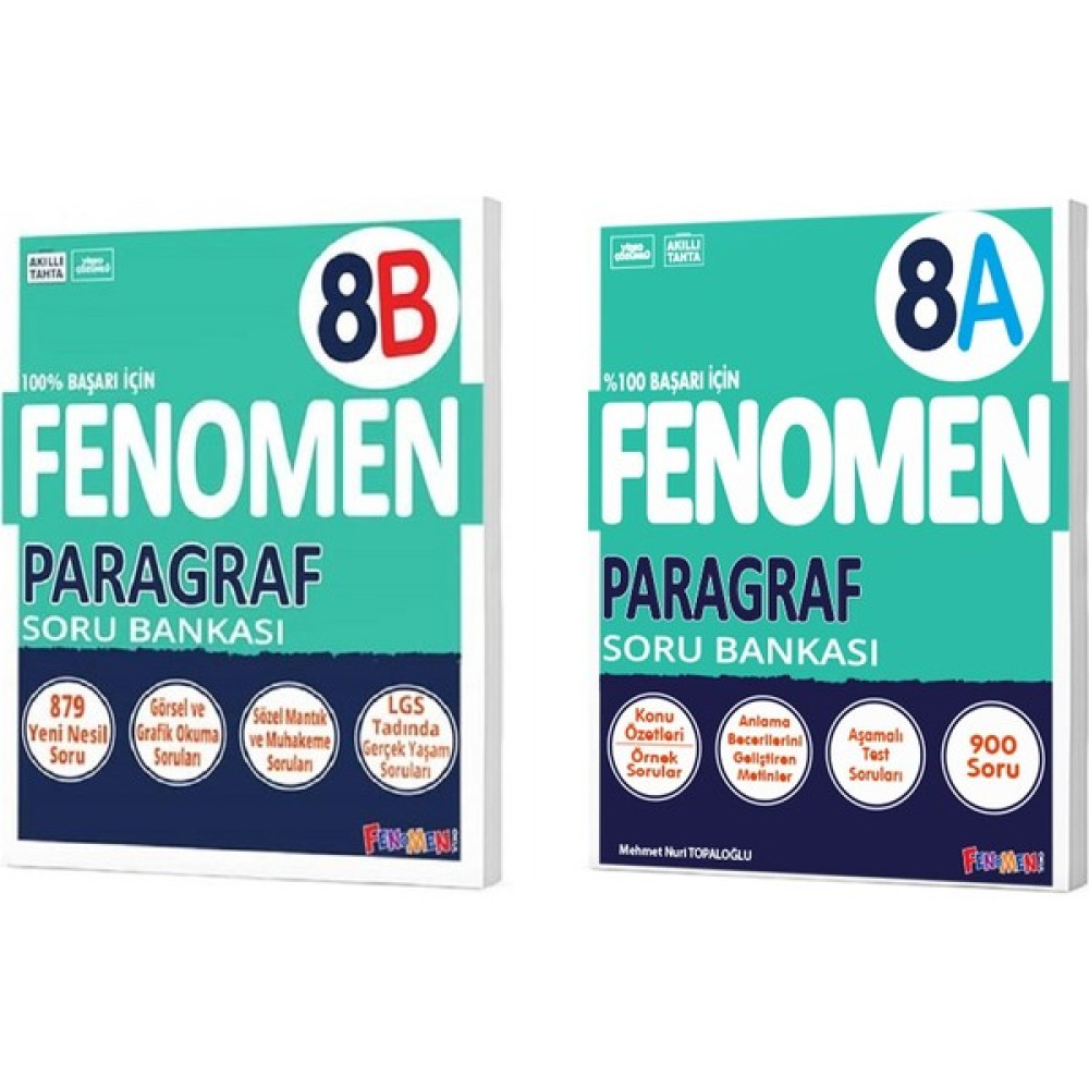 Fenomen Yayınları 2024 8. Sınıf LGS Paragraf A - B Soru Bankası Seti 2 Kitap Ders Sınav Kitapları Fiyatı