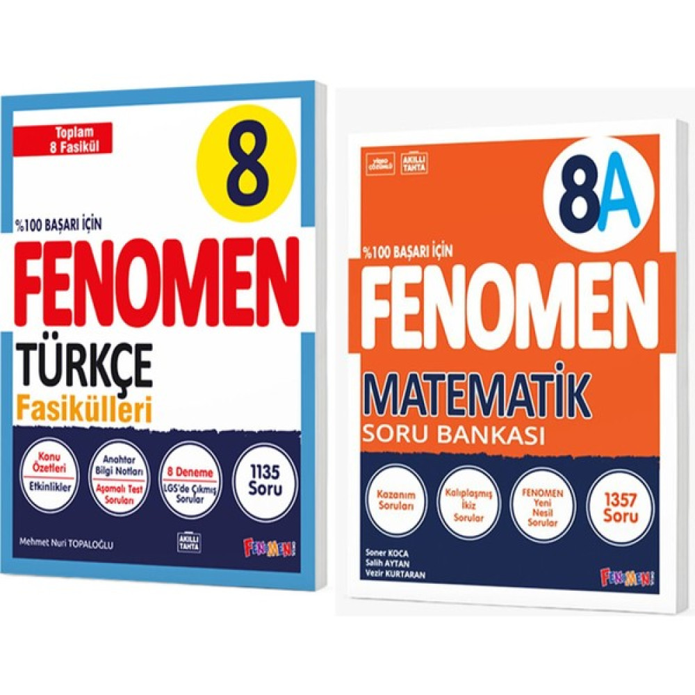 Fenomen Yayınları 2024 8. Sınıf Lgs Türkçe Fasikül Seti ve Lgs Matematik A Soru Bankası Seti Kaynak Kitapları Fiyatı