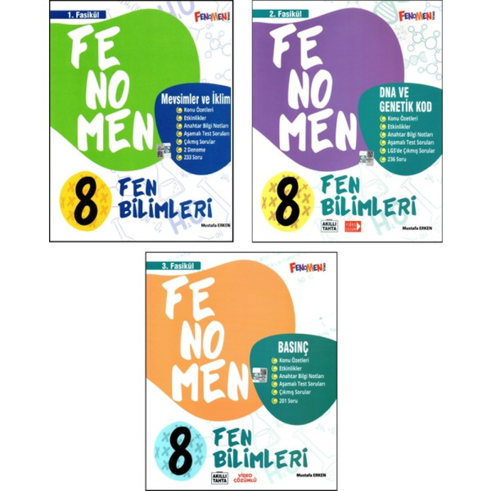 Fenomen Yayınları 8. Sınıf LGS Fen Bilimleri 1.2.3. Fasikül Özetli Soru Bankası 3 Kitap Set Ders Sınav Kitapları Fiyatı