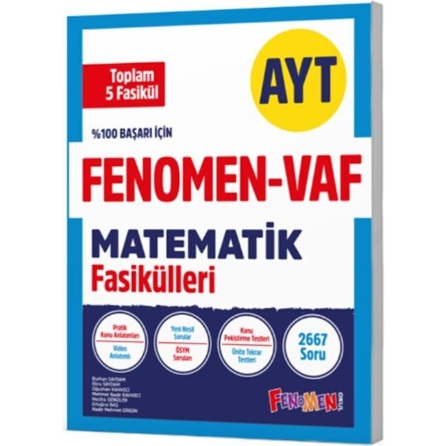 Fenomen Yayınları Fenomen Ayt Vaf Matematik Fasikül Seti (1-2-3-4-5. Fasikül) Temel Yeterlilik Testi (TYT) Fiyatı