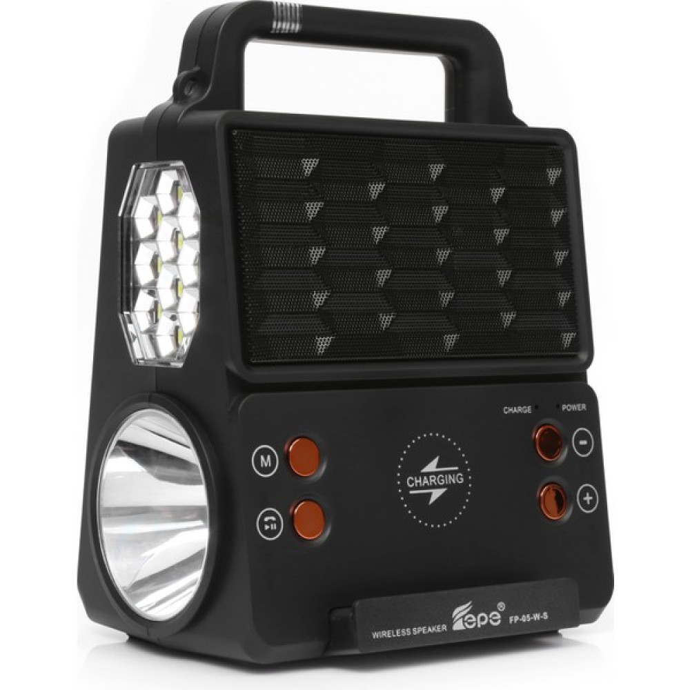 Fepe Solar Panelli Fm Radyo + 2 x LED Fener + USB + Tf + Bt Destekli Hoparlör - Siyah Alarmlı Saatler & Radyolar Fiyatı