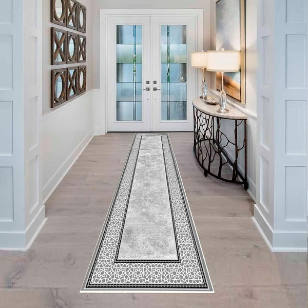 Fera Halı Makinede Yıkanabilir Kaymaz Taban Leke Tutmaz Mutfak Halısı Salon Halısı ve Yolluk - 100 x 150 cm - Gri - Antrasit Yolluk Fiyatı