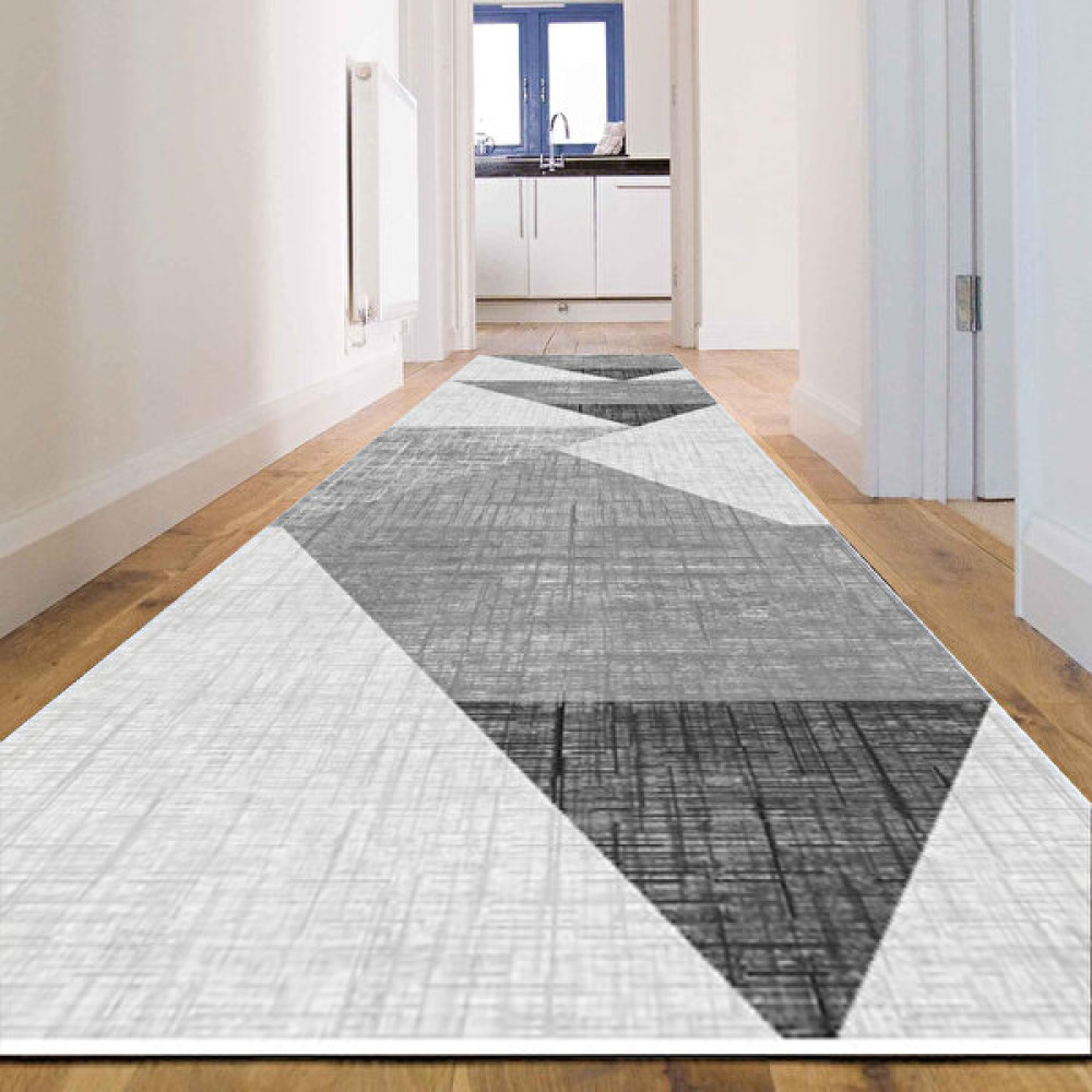 Fera Halı Makinede Yıkanabilir Kaymaz Taban Leke Tutmaz Mutfak Halısı Salon Halısı ve Yolluk - 100 x 300 cm - Gri - Gümüş Yolluk Fiyatı