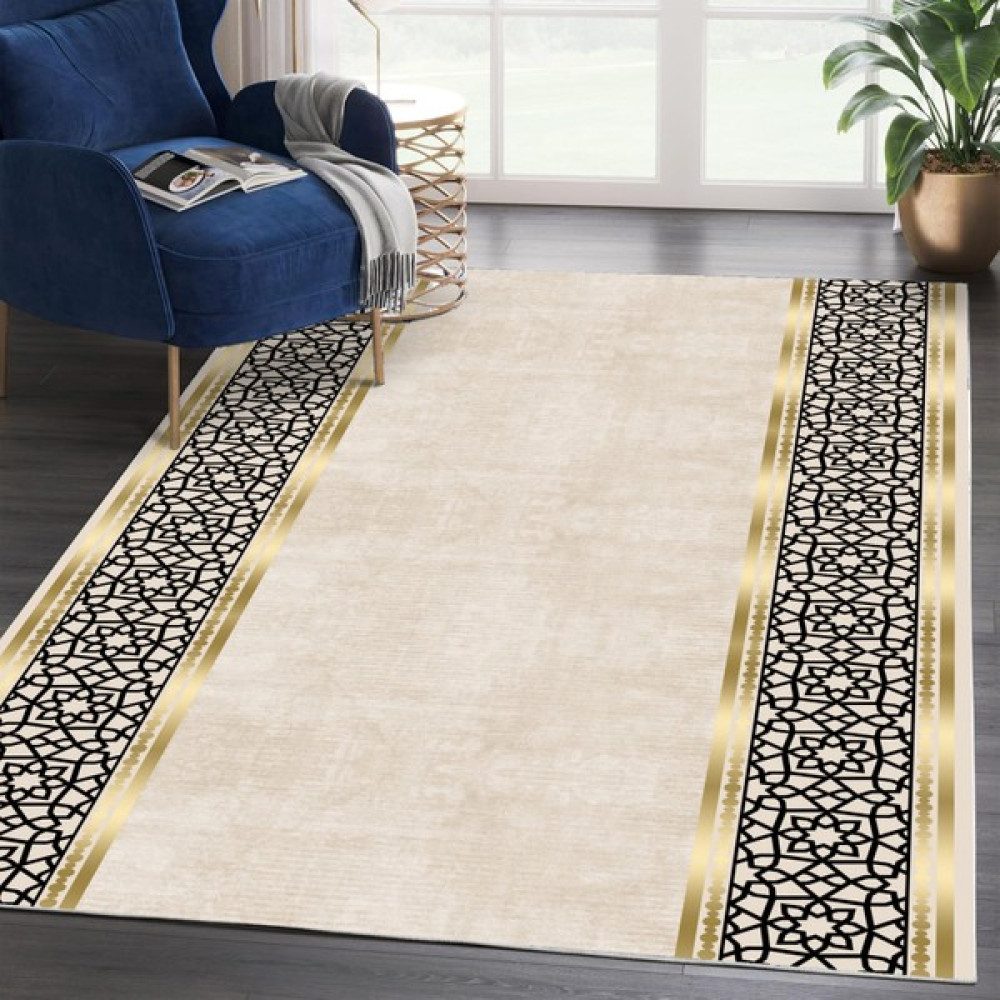Fera Halı Makinede Yıkanabilir Kaymaz Taban Leke Tutmaz Mutfak Halısı Salon Halısı ve Yolluk - 100 x 500 cm - Bej - Gold Salon Halısı Fiyatı