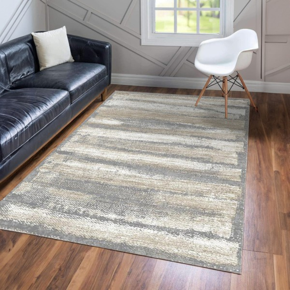 Fera Halı Makinede Yıkanabilir Kaymaz Taban Leke Tutmaz Mutfak Halısı Salon Halısı ve Yolluk - 160 x 230 cm - Gri - Bej Salon Halısı Fiyatı