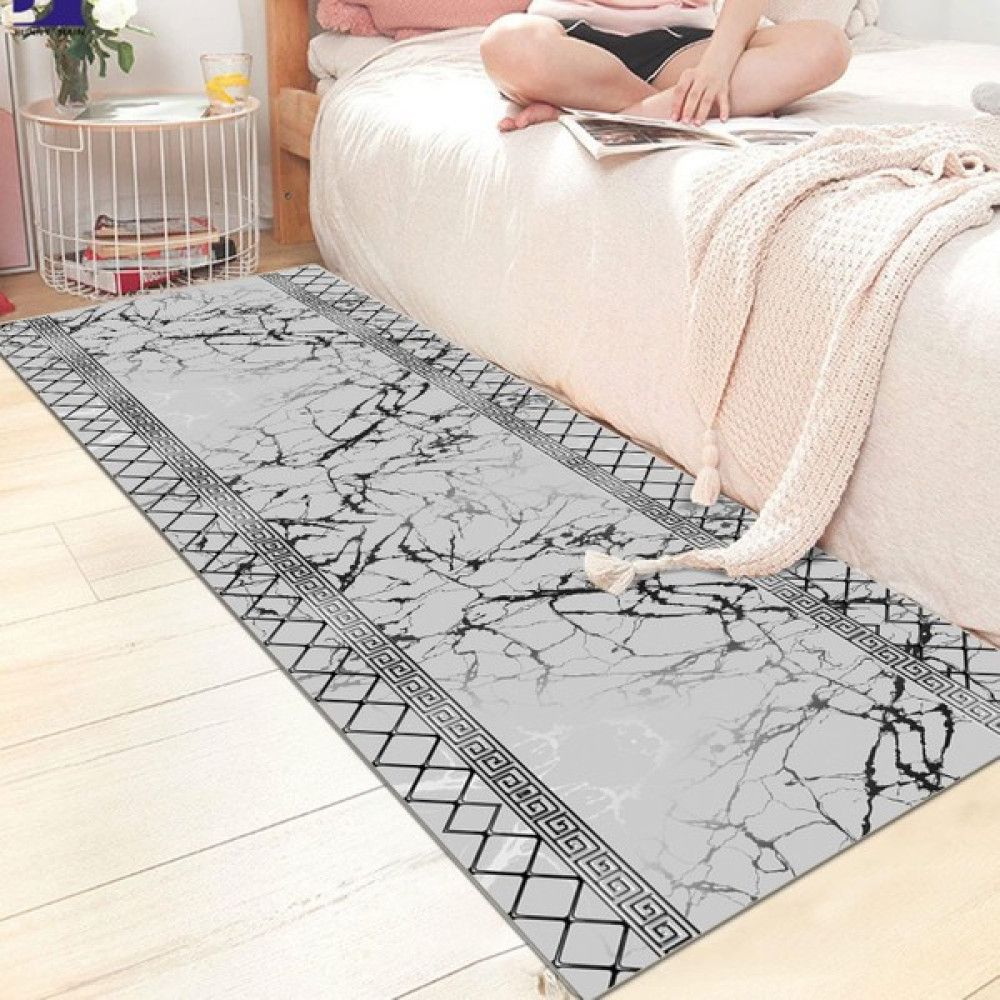 Fera Halı Makinede Yıkanabilir Kaymaz Taban Leke Tutmaz Mutfak Halısı Salon Halısı ve Yolluk - 80 x 100 cm - Beyaz - Gri Yolluk Fiyatı