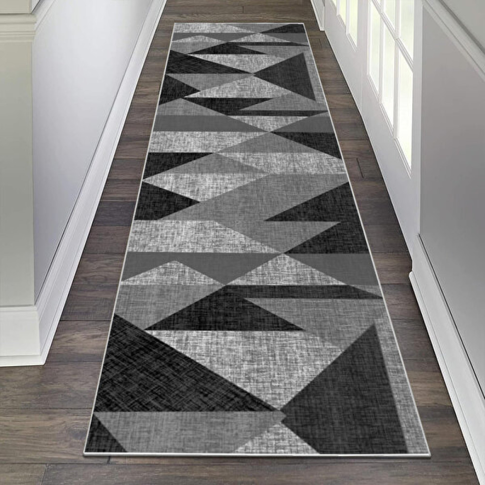 Fera Halı Makinede Yıkanabilir Kaymaz Taban Leke Tutmaz Mutfak Halısı Salon Halısı ve Yolluk - 80 x 300 cm - Siyah - Koyu Gri Yolluk Fiyatı