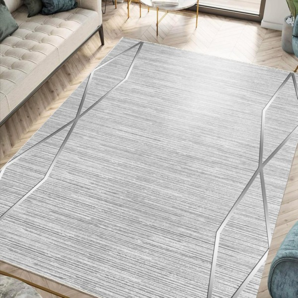 Fera Halı Makinede Yıkanabilir Kaymaz Taban Leke Tutmaz Mutfak Halısı Salon Halısı ve Yolluk Açık Gri Gri 40 x 60 cm - Açık Gri - Gri Salon Halısı Fiyatı