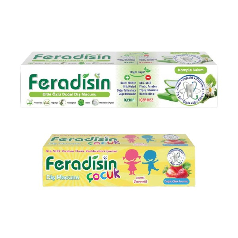 Feradisin Komple Bakım Diş Macunu 90 gr + Çocuk Diş Macunu 65 gr Diş Macunları Fiyatı