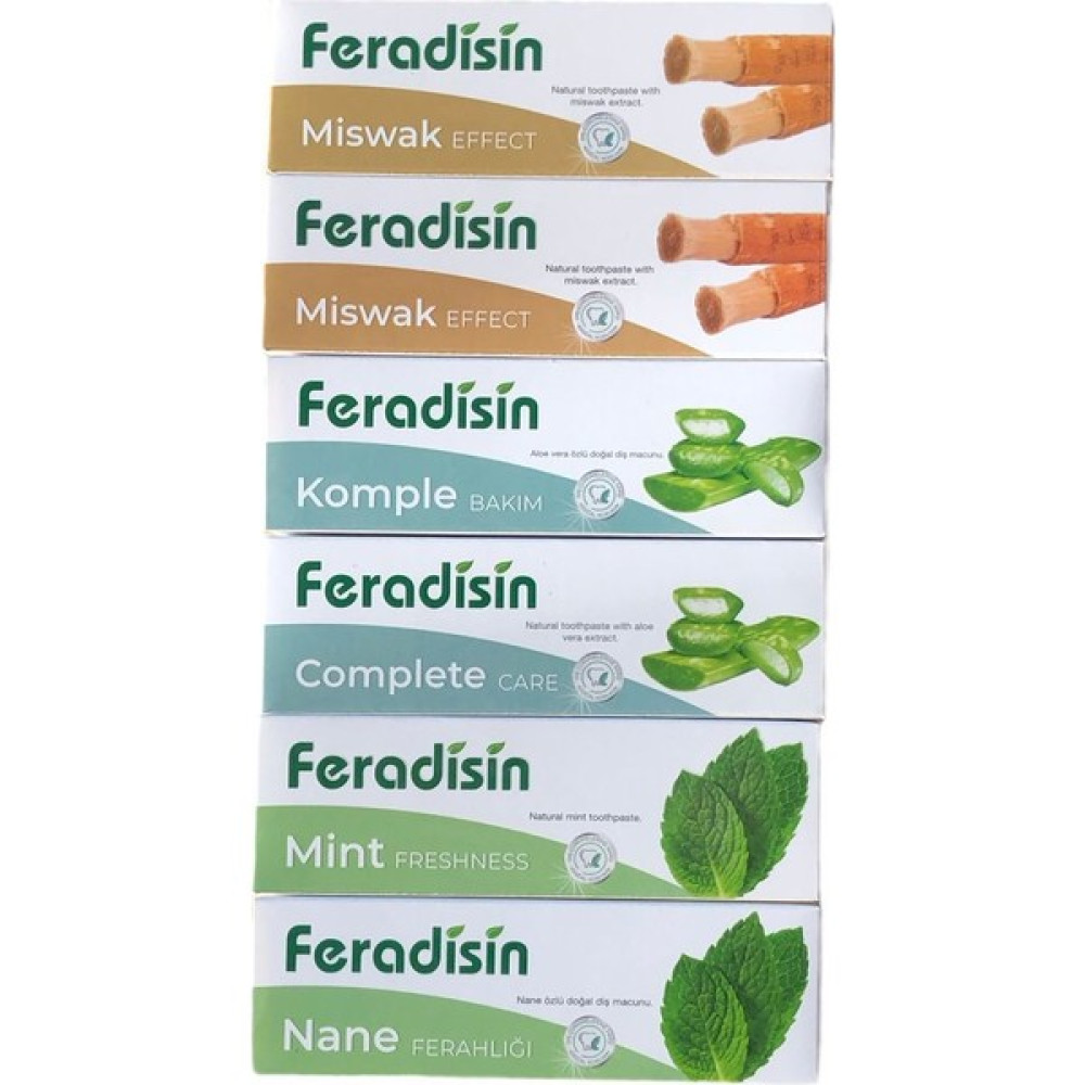 Feradisin Misvak Özlü 75 ml x 2+Aloe Vera Komple Bakım 75 ml x 2+Nane Ferahlığı 75 ml x 2 6ADET - A Diş Macunları Fiyatı