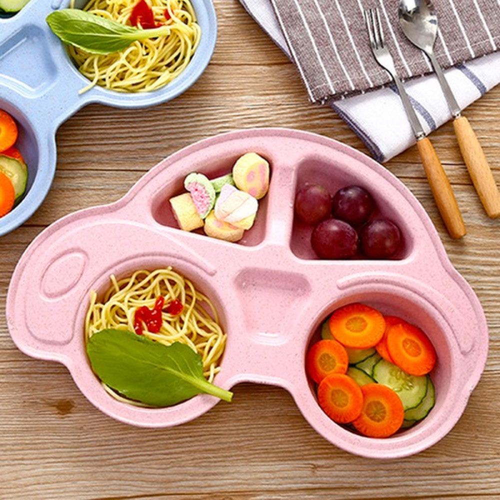 Ferhome Araba Model Bölmeli Mama Tabağı Çocuk Yemek Bebek Mama Plastik Tabldot Tabak - Pembe Mama Seti Fiyatı