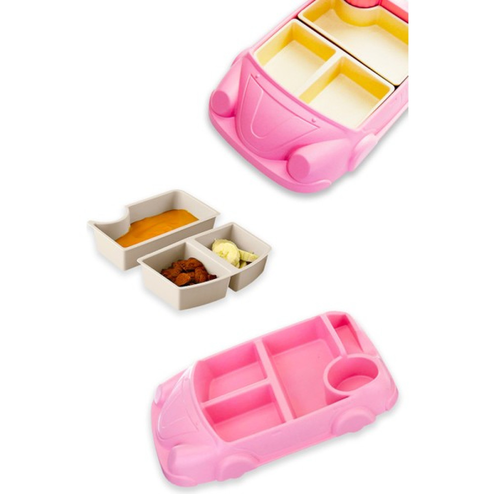 Ferhome Araba Model Mama Tabağı Seti 8 Bölmeli Çocuk Bebek Yemek Tabak - Pembe Mama Seti Fiyatı